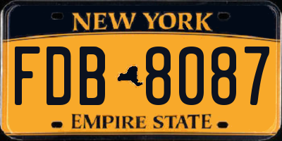 NY license plate FDB8087
