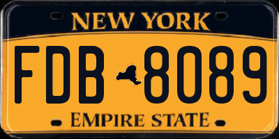 NY license plate FDB8089