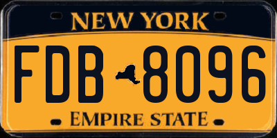 NY license plate FDB8096