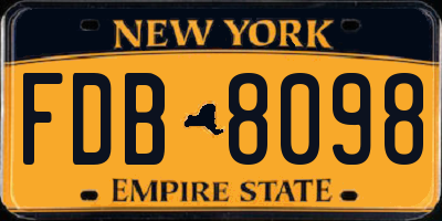 NY license plate FDB8098