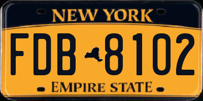 NY license plate FDB8102