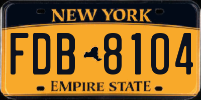 NY license plate FDB8104