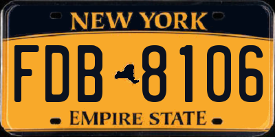 NY license plate FDB8106