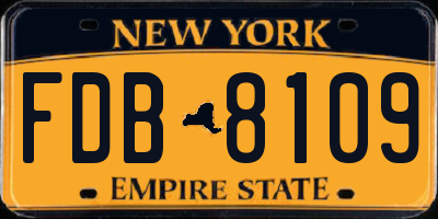 NY license plate FDB8109