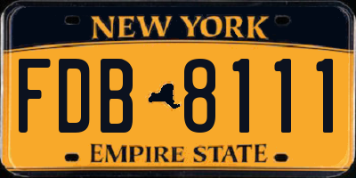 NY license plate FDB8111