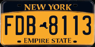 NY license plate FDB8113