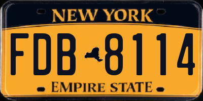 NY license plate FDB8114