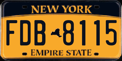 NY license plate FDB8115