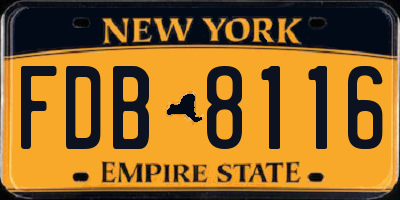 NY license plate FDB8116