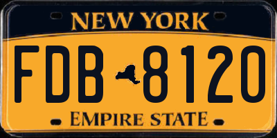 NY license plate FDB8120