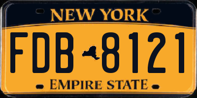 NY license plate FDB8121