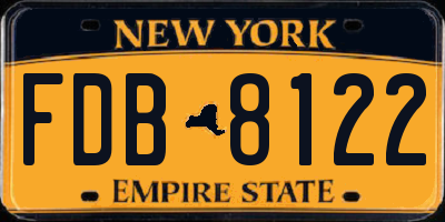 NY license plate FDB8122