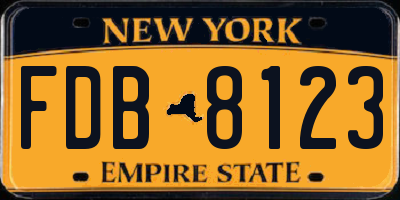 NY license plate FDB8123