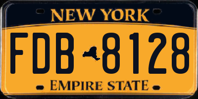 NY license plate FDB8128