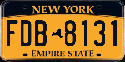 NY license plate FDB8131
