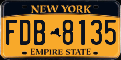 NY license plate FDB8135