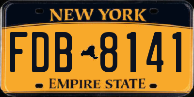NY license plate FDB8141