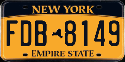 NY license plate FDB8149
