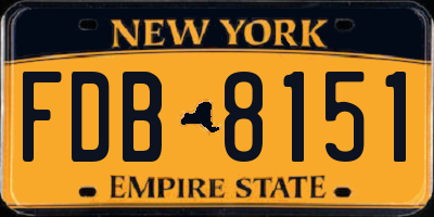 NY license plate FDB8151