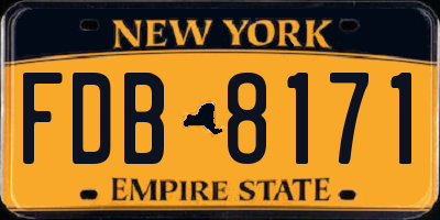 NY license plate FDB8171