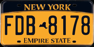 NY license plate FDB8178