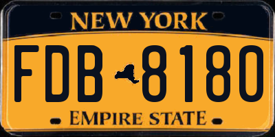 NY license plate FDB8180