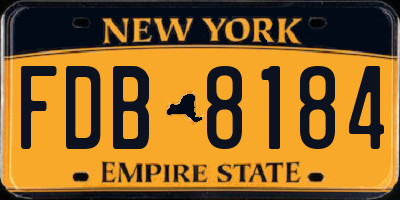 NY license plate FDB8184