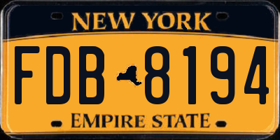 NY license plate FDB8194