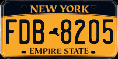 NY license plate FDB8205