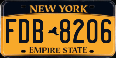 NY license plate FDB8206