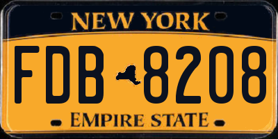 NY license plate FDB8208