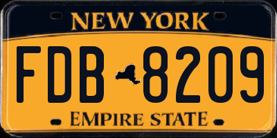 NY license plate FDB8209