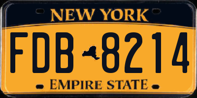 NY license plate FDB8214