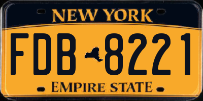 NY license plate FDB8221