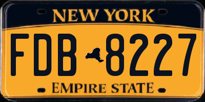 NY license plate FDB8227