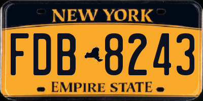 NY license plate FDB8243
