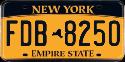 NY license plate FDB8250