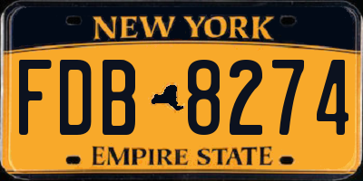 NY license plate FDB8274