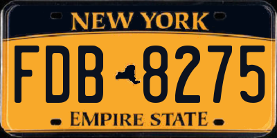 NY license plate FDB8275