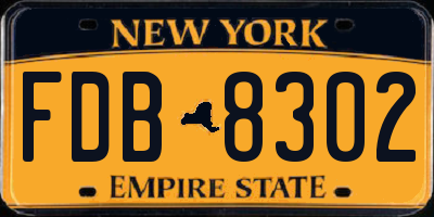 NY license plate FDB8302