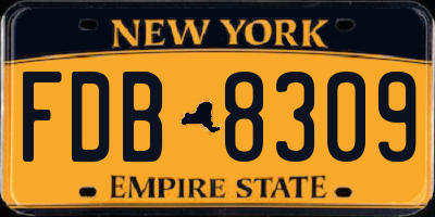 NY license plate FDB8309