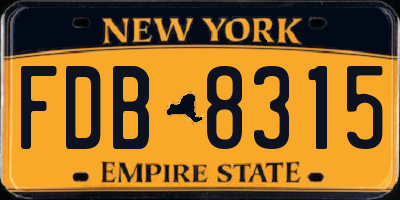 NY license plate FDB8315