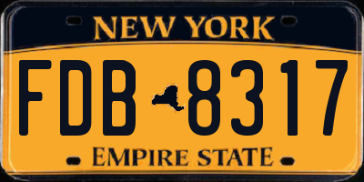 NY license plate FDB8317