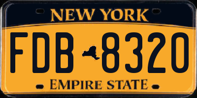 NY license plate FDB8320