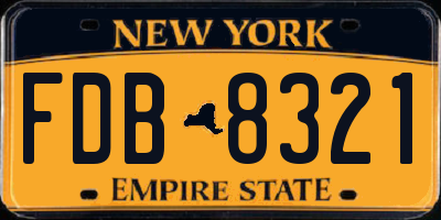 NY license plate FDB8321