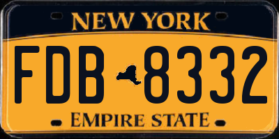 NY license plate FDB8332