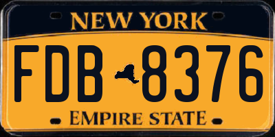 NY license plate FDB8376