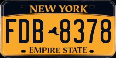 NY license plate FDB8378