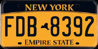 NY license plate FDB8392