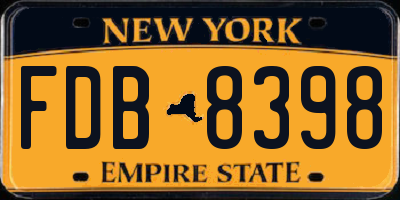 NY license plate FDB8398